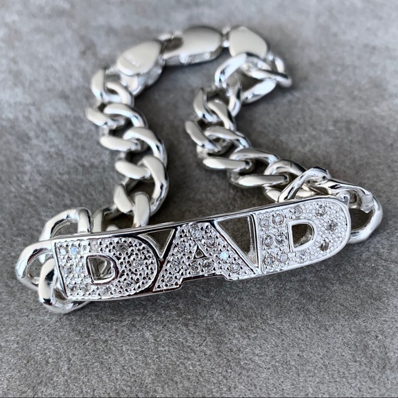 LittleGoldDaisy Other - Dad ID Bracelet in Silver 925 cz set Heavy solid
